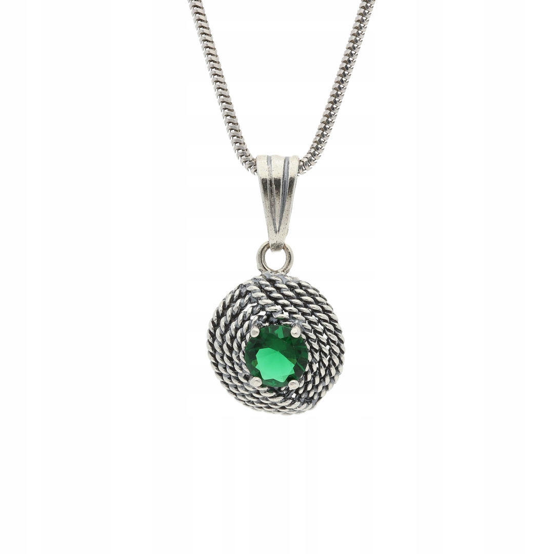 Turbanový přívěsek se zeleným zirkonem stříbro