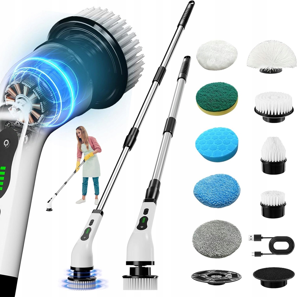 Levně Elektrický Kartáč Na Čištění, Rotační, Silný, 2000 Mah, Kartáč