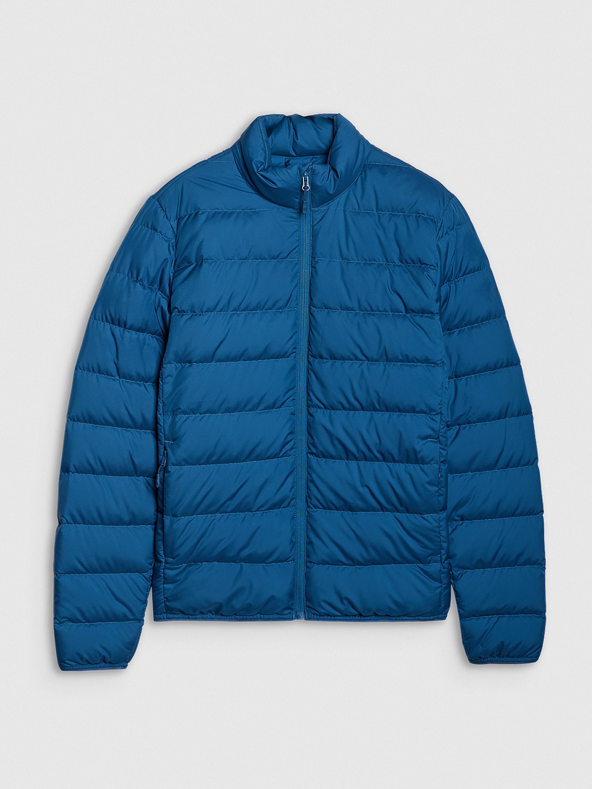 4F Pánská péřová bunda s přírodní výplní tyrkysová, velikost S