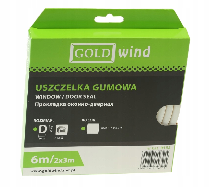 USZCZELKA GUMOWA SAMOPRZYLEPNA TYP D BIAŁA 6 m Kolor biały