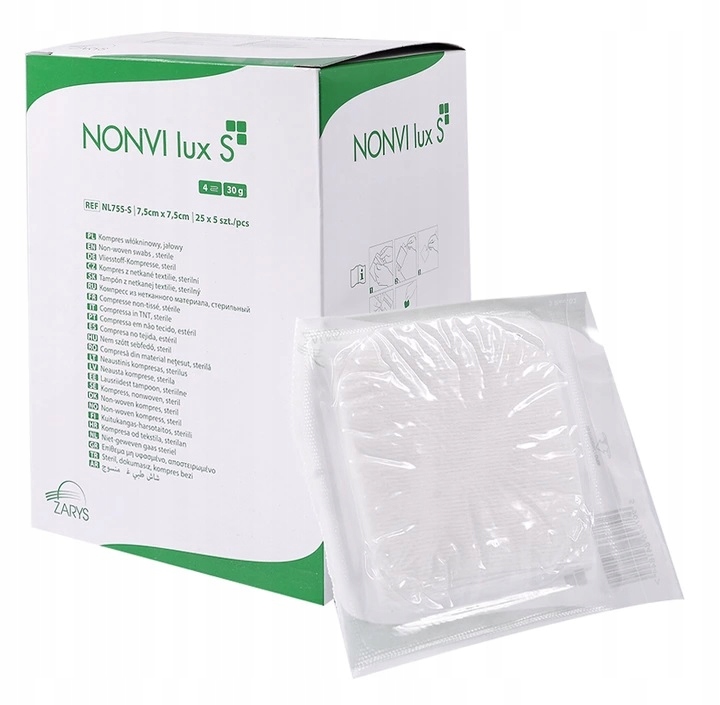 Kompresy włókninowe jałowe 7,5 cmx7,5 cm 125szt