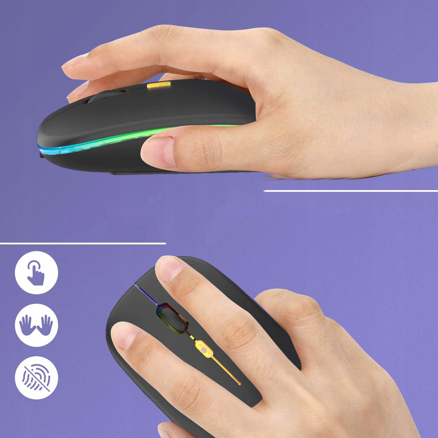 MYSZKA BEZPRZEWODOWA LED BLUETOOTH DO LAPTOPA PC KOMPUTERA TV CICHA CZARNA Producent inny