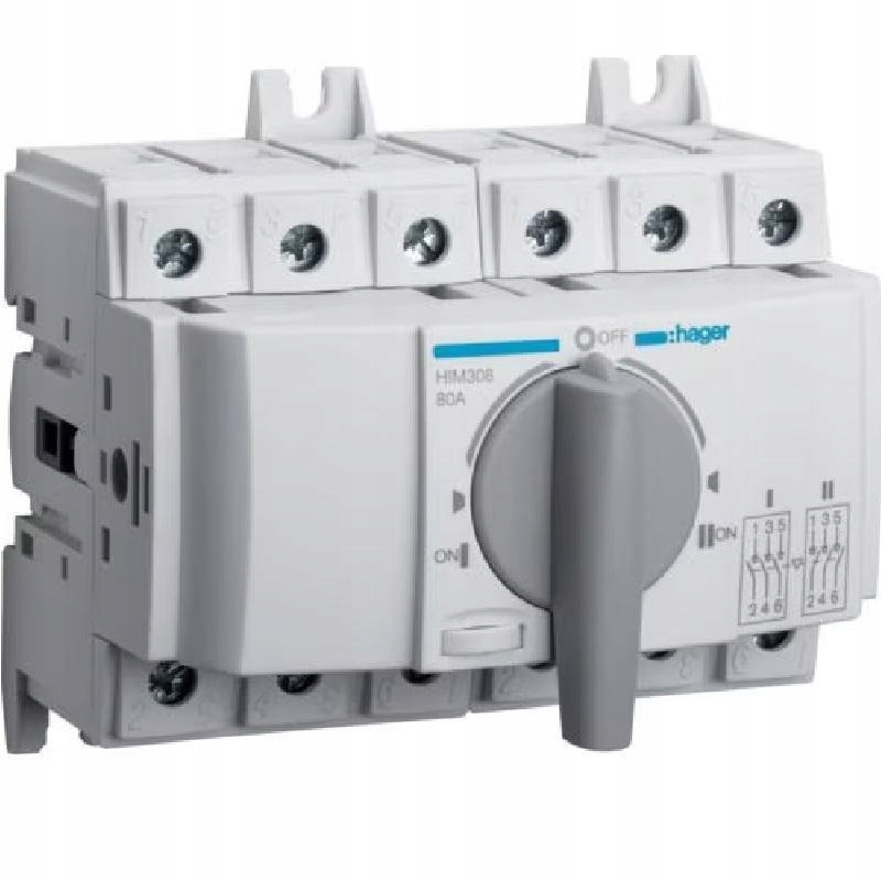 Přepínač zdroje napájení HIM308 80A 3P Hager