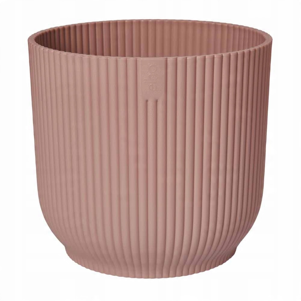 

okrągła różowa donica Vibes 30/27 cm Elho w prążki