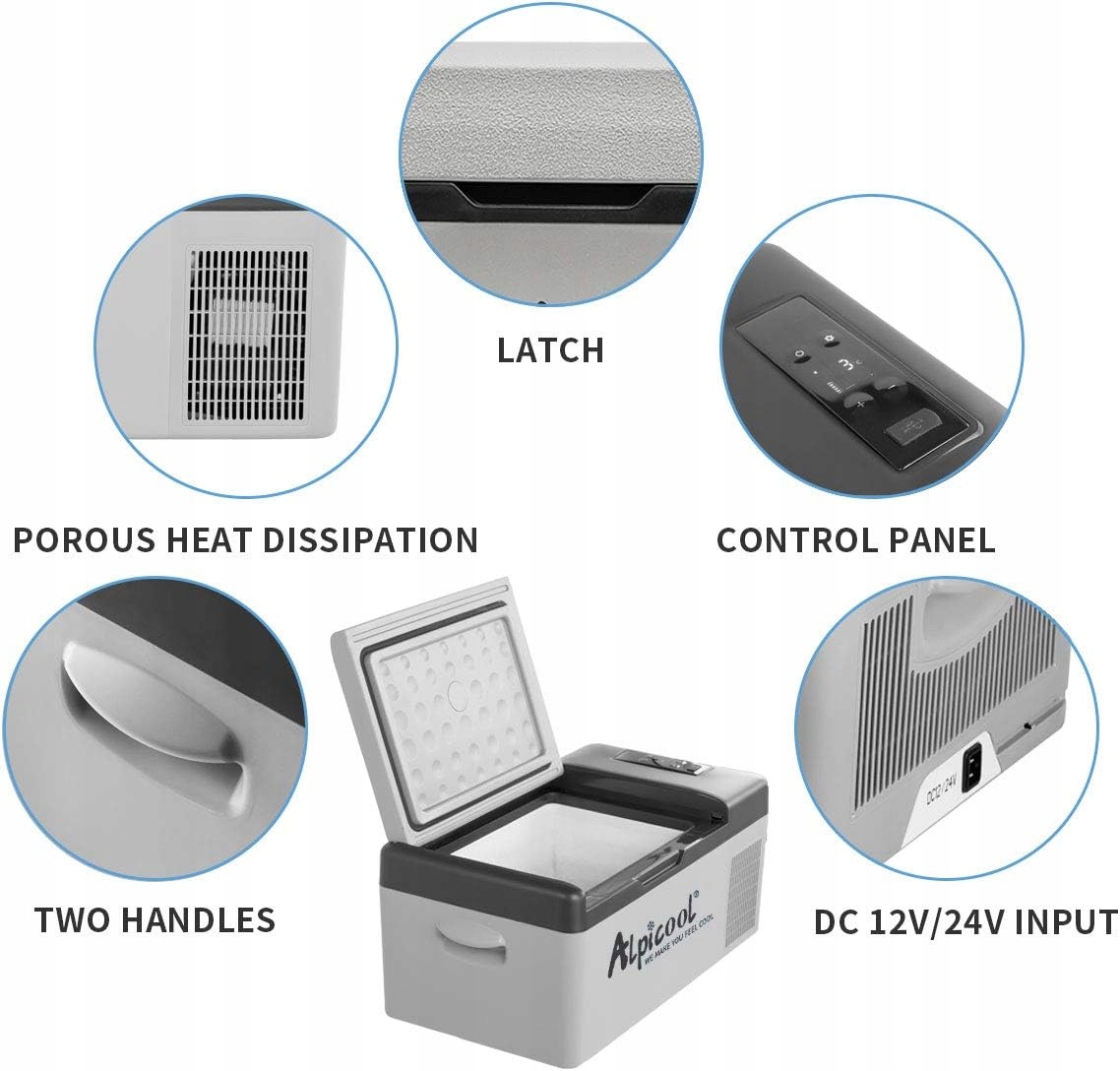 Lodówka z Zamrażarką Kompresorowa Turystyczna 15L, C15 Alpicool Pojemność 20 l