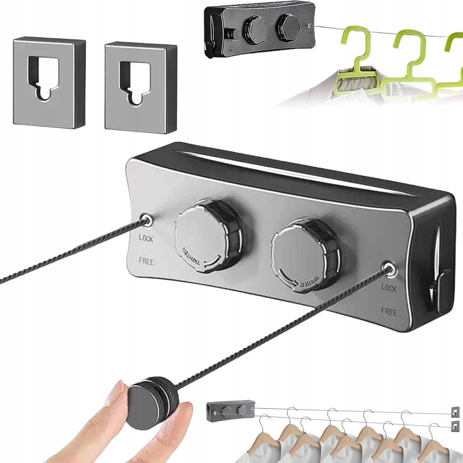 Levně Sušák s provázkovou šňůrou, roztahovací, hliníkový, 5.1 m