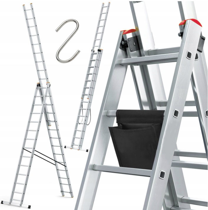 Najlepsza Drabina aluminiowa wielofunkcyjna 3x16 Higher na schody Pro
