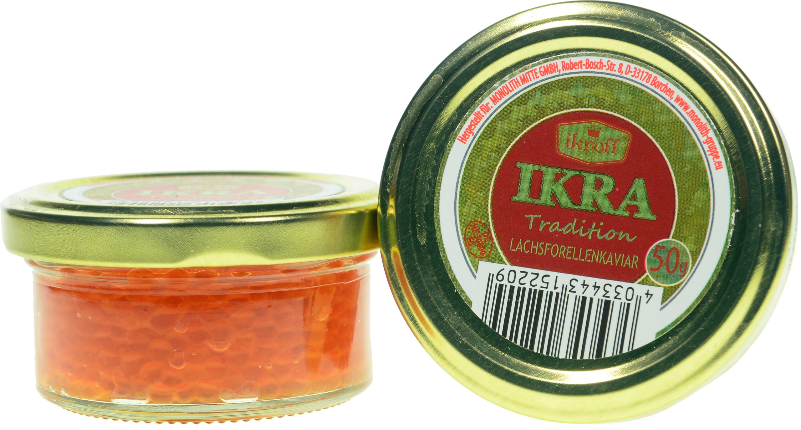 Kaviár červený, lososový, tradiční, 50 g, Ikroff