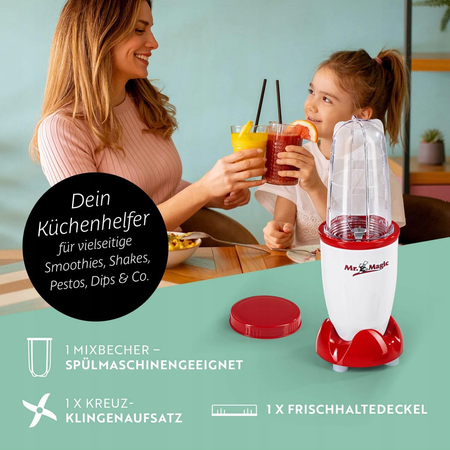 GOURMETMAXX Mr Magic Blender Do Smoothie Z 8 Funkcjami I Akcesoriami — miniatura 3