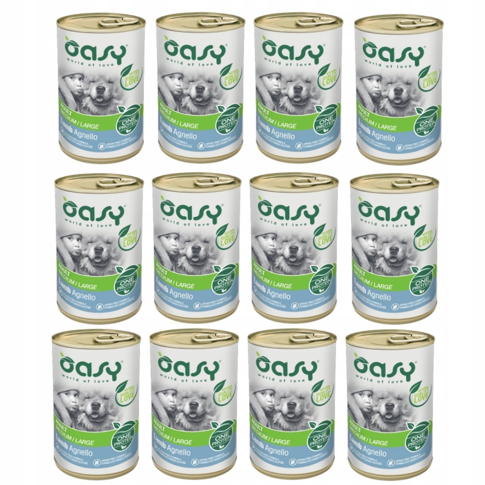 Oasy Adult Medium Large Karma Dla Psa Średnie Duże Rasy Jagnięcina 12x400g
