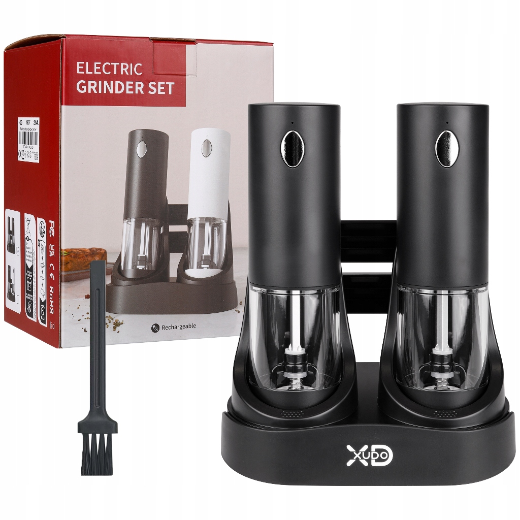 Elektryczny młynek do pieprzu i soli akumulator Cz+cz zestaw 2 sztuki