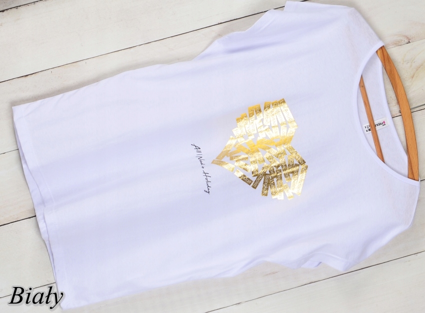 T-SHIRT KOSZULKA POD SWETER ZŁOTE SERCE L T60 Rozmiar M/L