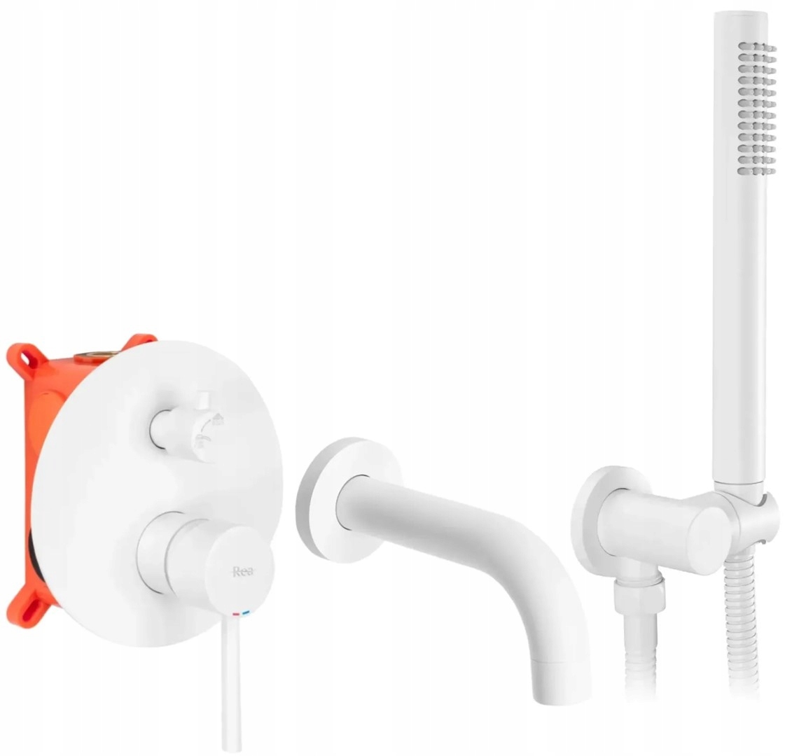 Podomítková baterie Lungo Bílá s perlátorem a krabicí – elegantní design