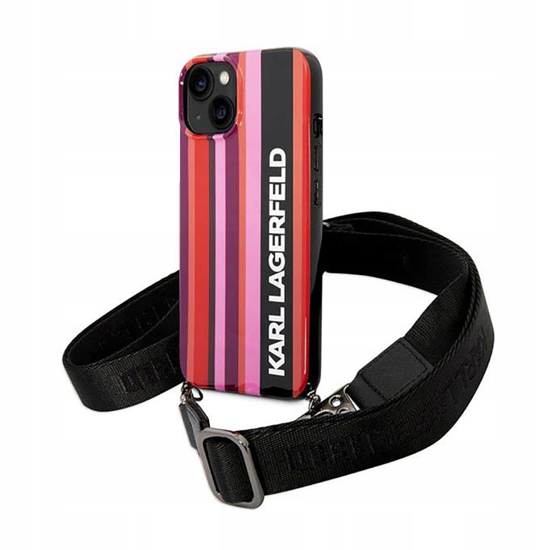 Karl Lagerfeld Color Stripes Strap – Pouzdro pro iPhone 14 (růžové)