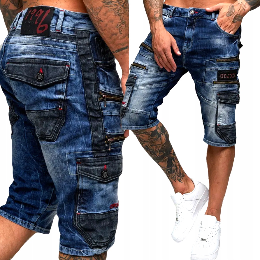 Kraťasy Cipo Baxx Džíny Kapsáče Zámky Kůže