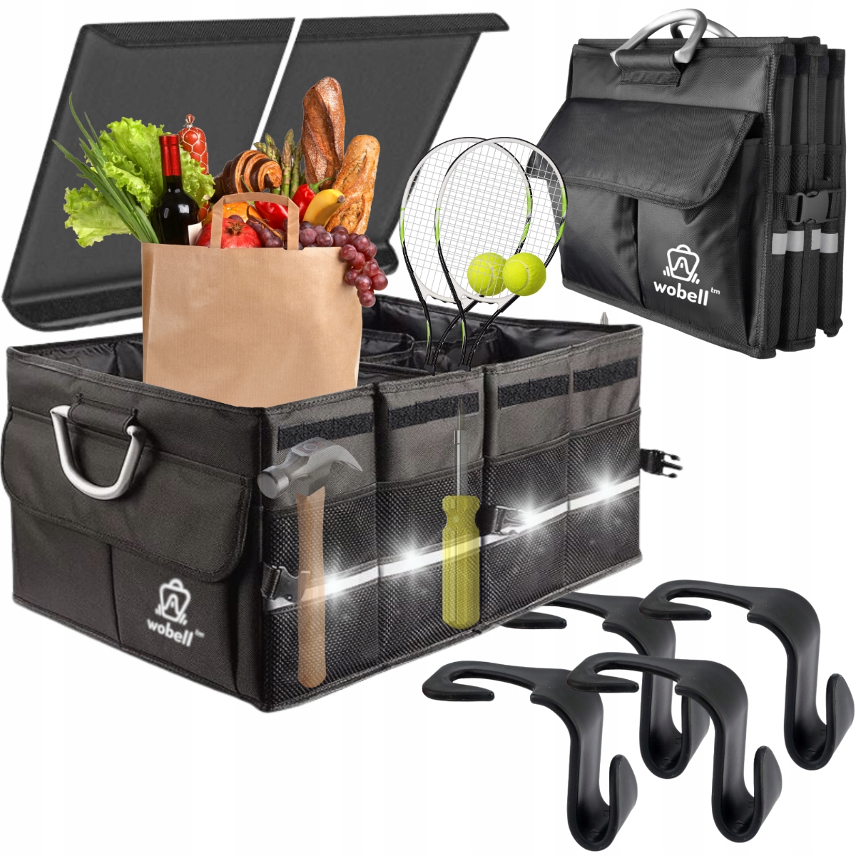 ORGANIZER TORBA BAGAŻNIKA SAMOCHODU AUTA SKŁADANY POJEMNY ANTYSLIP POKRYWA