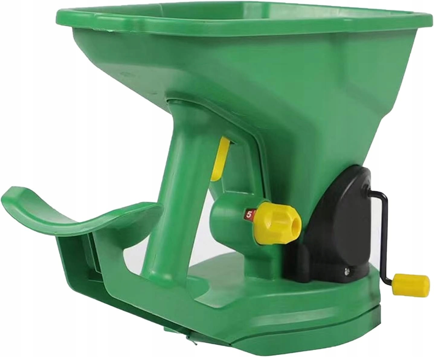 Univerzálny ručný rozmetávač semien, hnojiva a soli 1,5 l s kľukou, 5 prevodov