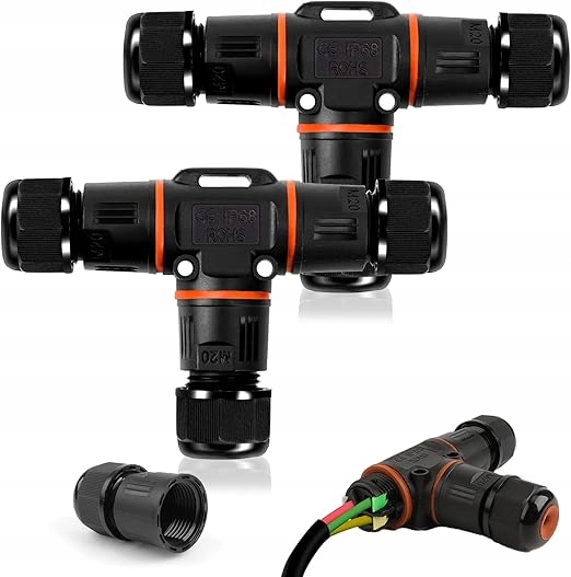 2X Kabelové Konektory IP68 Písmeno T 3-PINOVÉ Pro Kabely O Průměru 3-12 MM