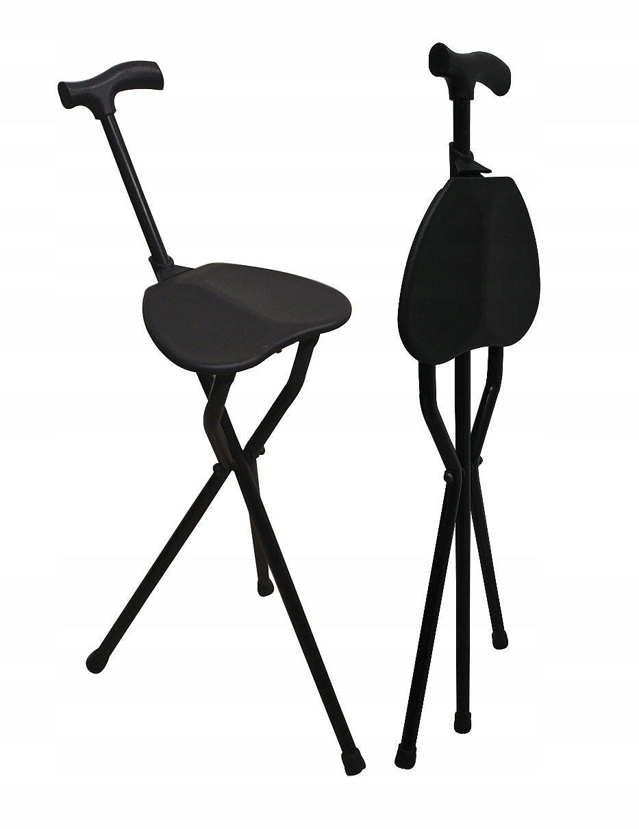 Laska inwalidzka Z Siedzeniem siedziskiem 3 Nogi dla seniora Składana lekka