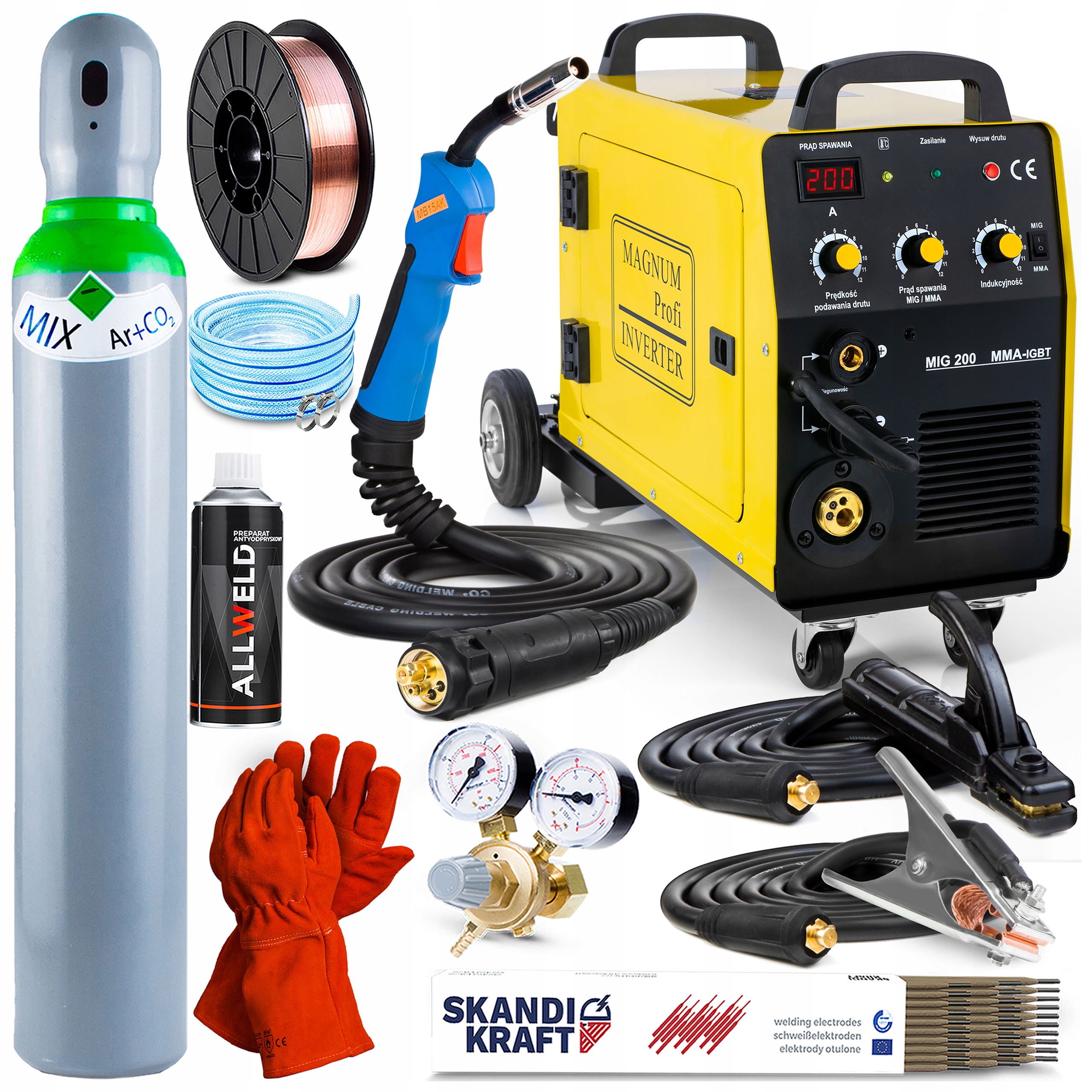 Poloautomatický Svařovací Stroj Magnum Mig 200 Mma Kn Igbt 230V 200A Z Hliníku