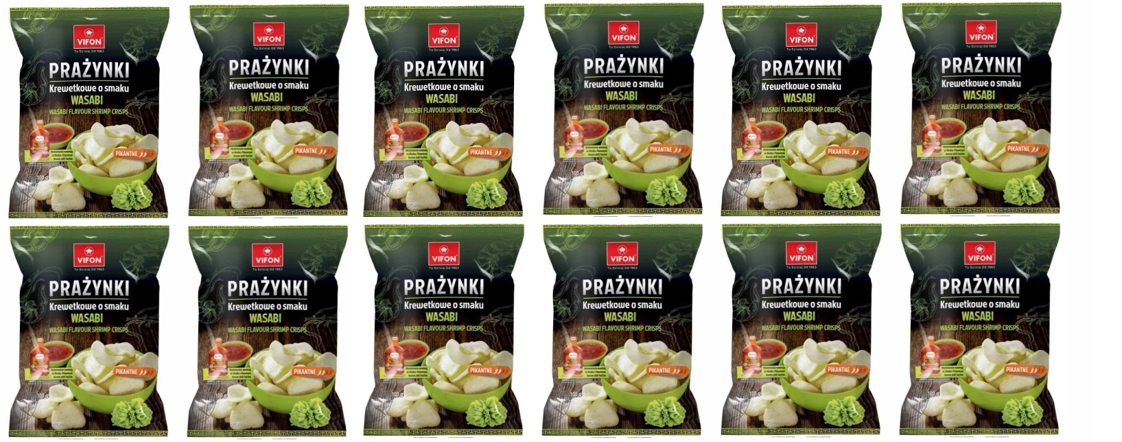 12x 100g Vifon prażynki krewetkowe pikantne wasabi Karton