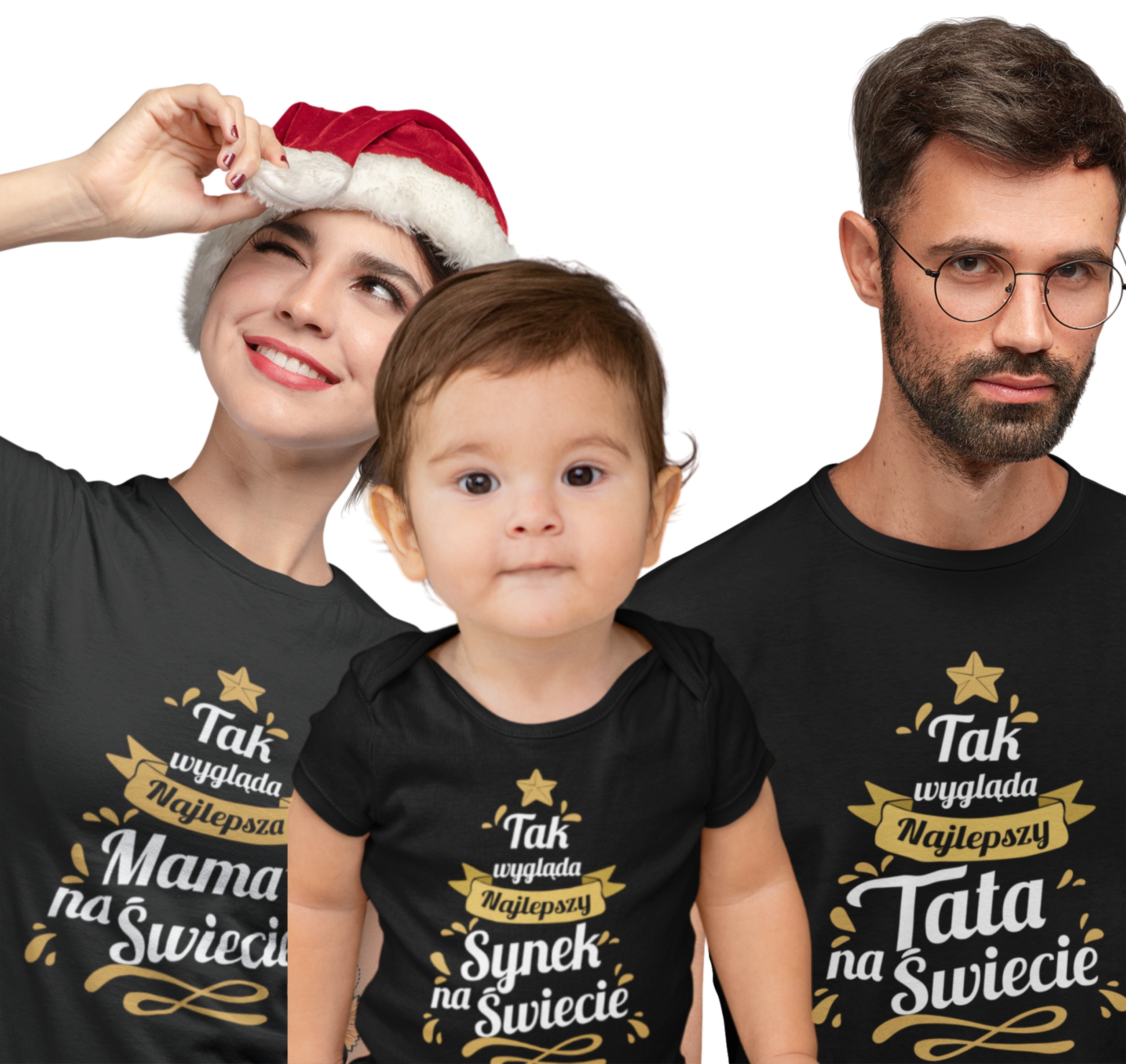 Vánoční trička a body s jménem dítěte červená černá bílá XL