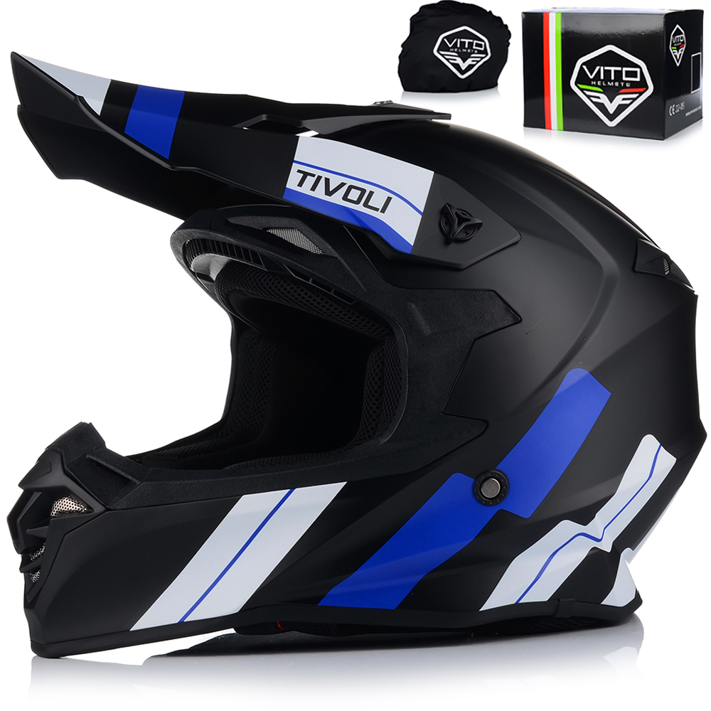 Motocyklová Přilba Vito Tivoli Black/blue Off-road Enduro Cross Quad Atv
