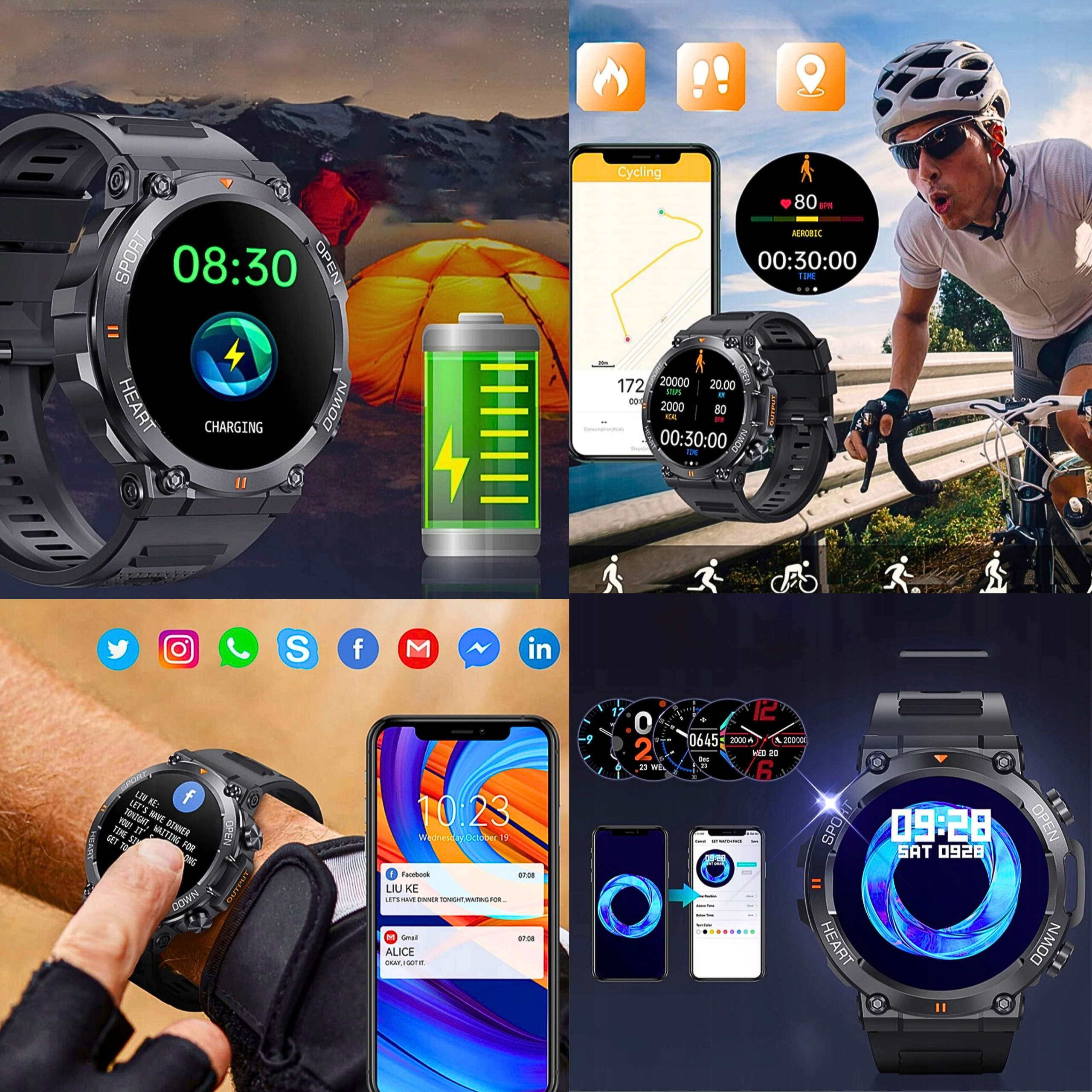 SMARTWATCH MĘSKI K56 PRO 360x360 ROZMOWY MENU PL WODOODPORNY SPORTOWY PULS Kompatybilność systemowa Android iOS Windows Phone