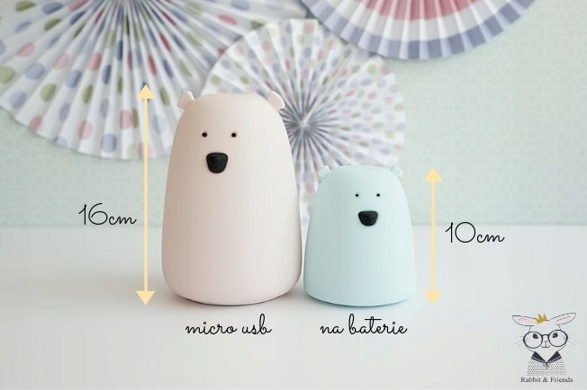 Lampka SILIKONOWA MIŚ mały Rabbit&Friends Róż Zasilanie bateryjne
