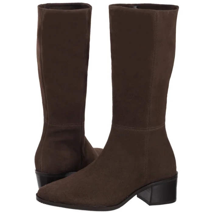 Dámské Kožené Kozačky na Podpatku Ryłko Hnědé 4VXW4 Brown