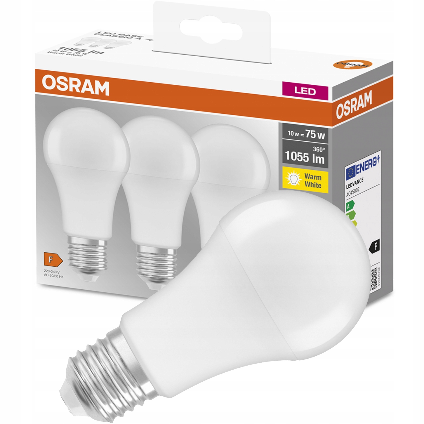 

3X Żarówka Led E27 A60 10W 75W 2700K Osram 3PAK