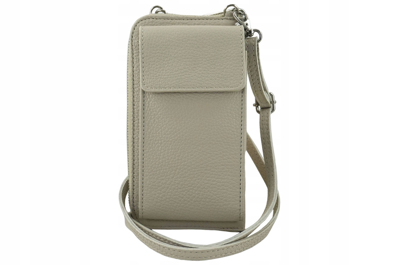 Peněženka pouzdro na telefon z přírodní kůže béžová světlá