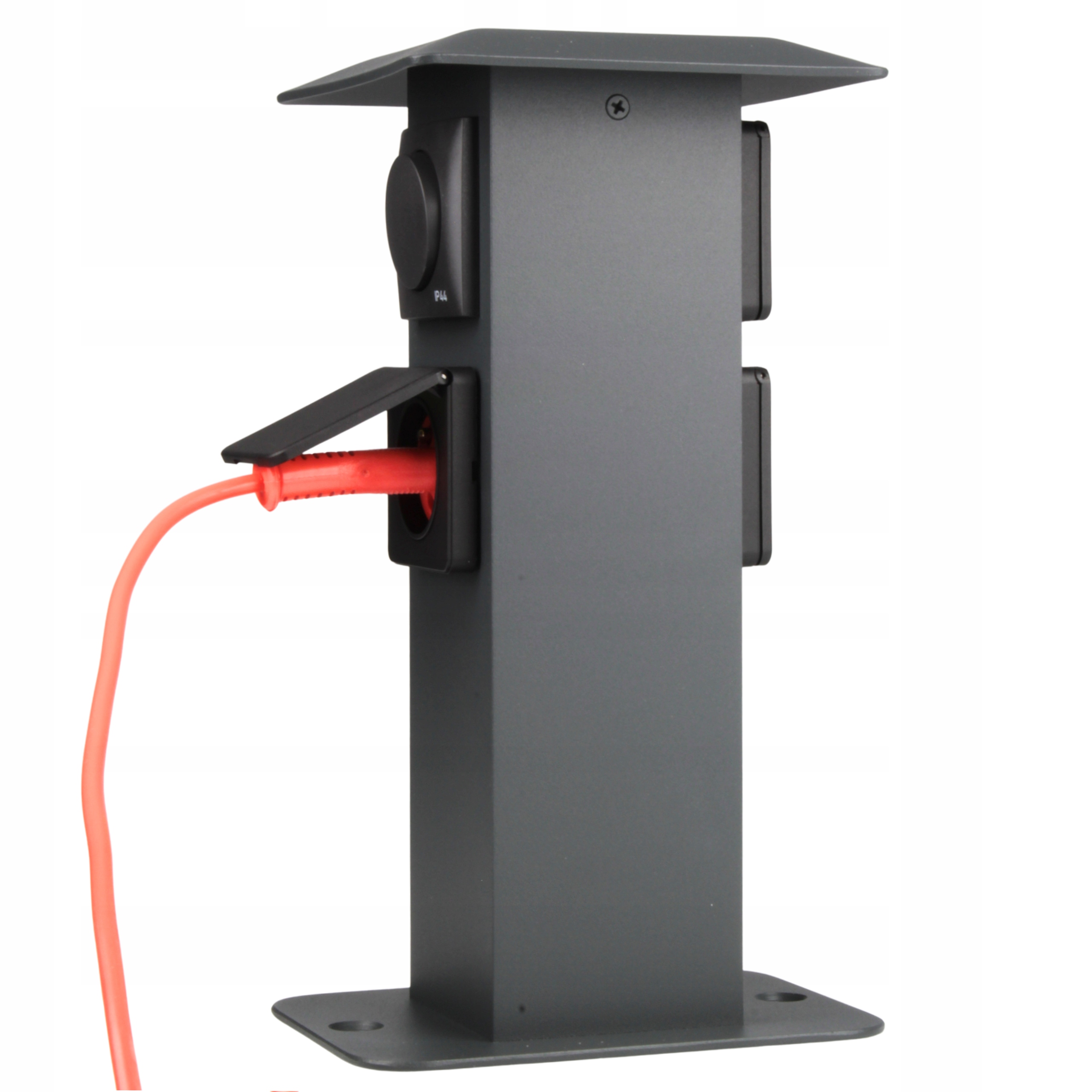 Elektryczny Słupek Ogrodowy z Trzema Gniazdami i Włącznikiem Antracytowy