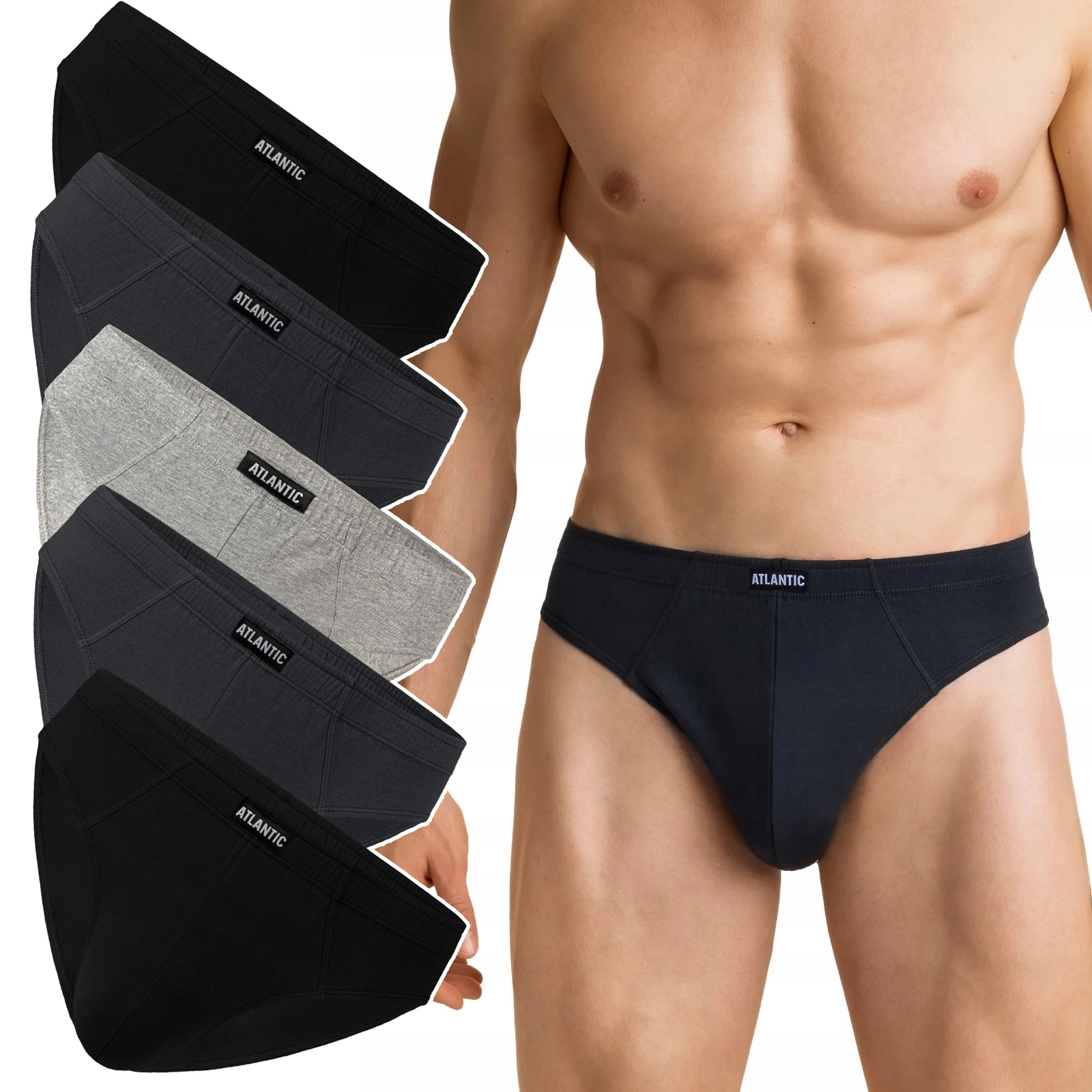 Pánské Slipy Atlantic 5SMP-001, přiléhavé slipy z bavlny 5-PAK M