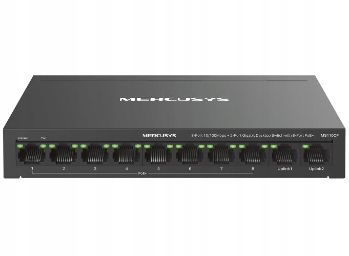 Switch TP-Link Mercusys MS110CP 2x Glan, 8x Lan s PoE+, 65W