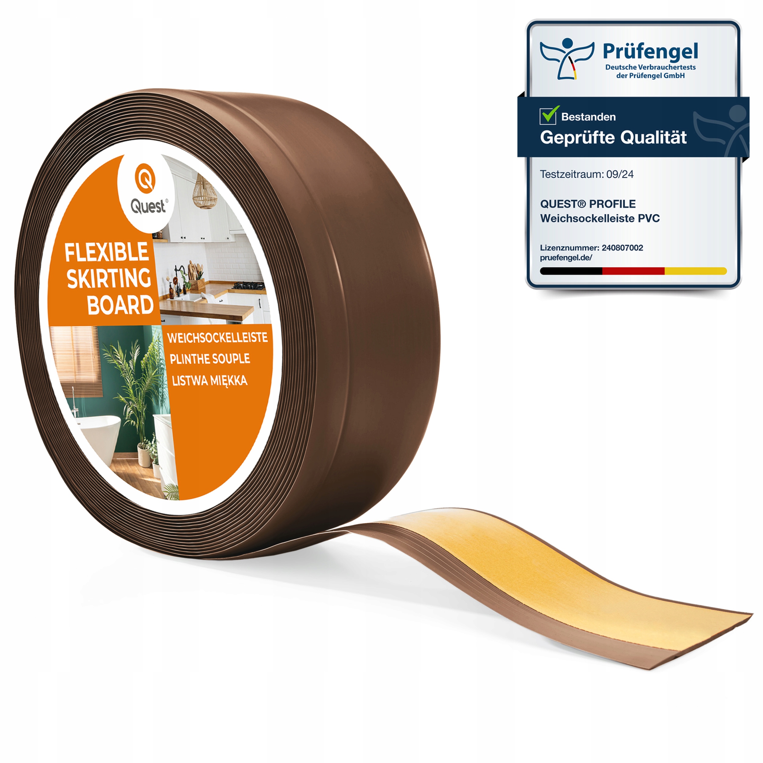 Podlahová lišta Pvc samolepiaca soklová 70x20 mm hnedá, 15 m