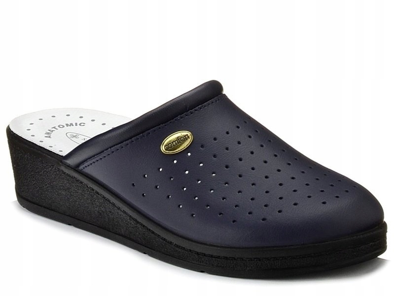 Klapki damskie medyczne skórzane na koturnie Sanital Flex 707 z atestem 40