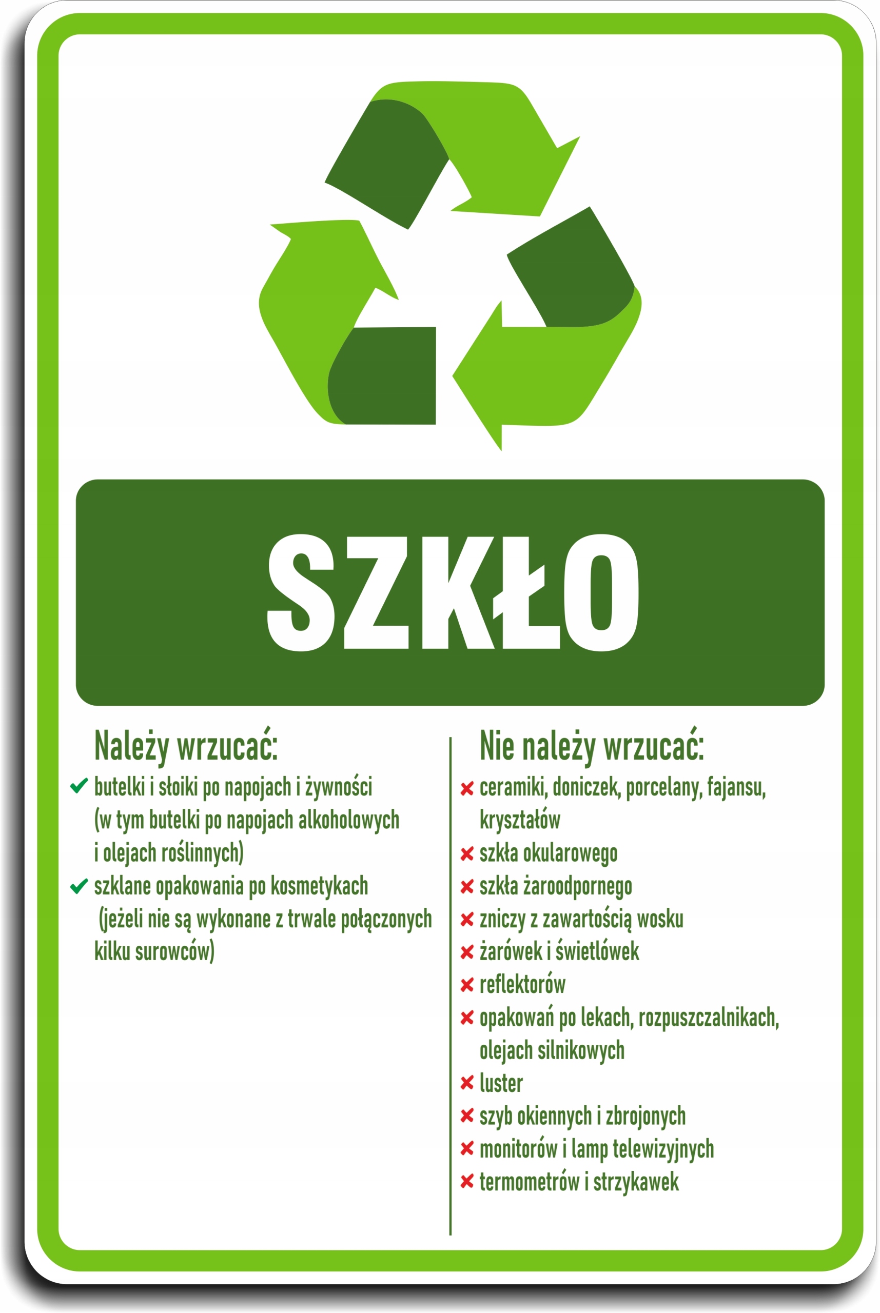 

Szkło naklejka na kosze segregacja śmieci 30cm