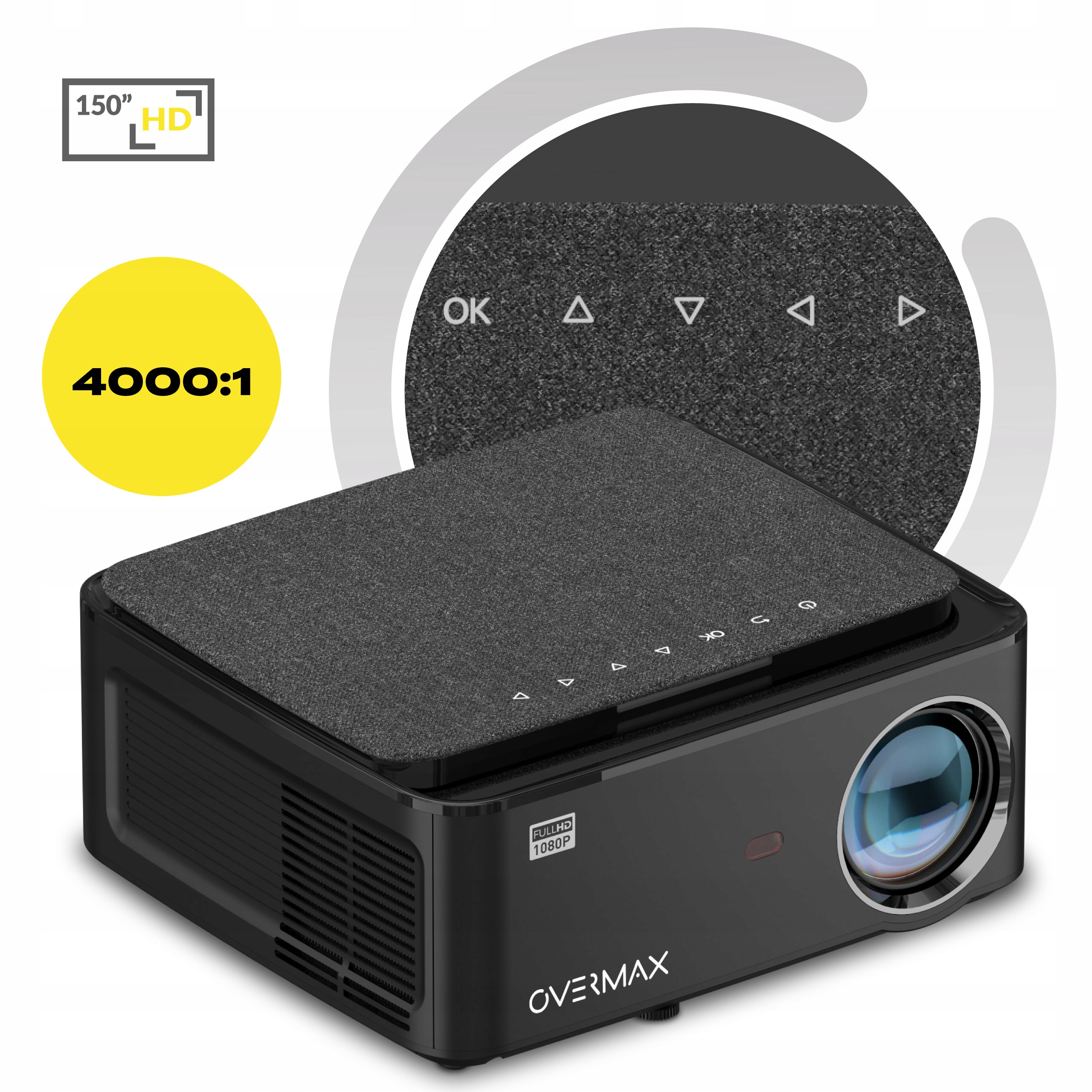 PRZENOŚNY RZUTNIK MINI PROJEKTOR FULL HD 4K 2,2kg + KABEL HDMI Android 9.0 Kod producenta OV-MULTIPIC 5.1