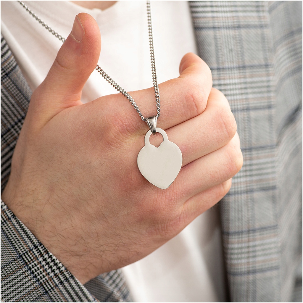 Wisiorek MĘSKI z grawerem zawieszka SERCE stal 316 Kod producenta SZ0439#S-S