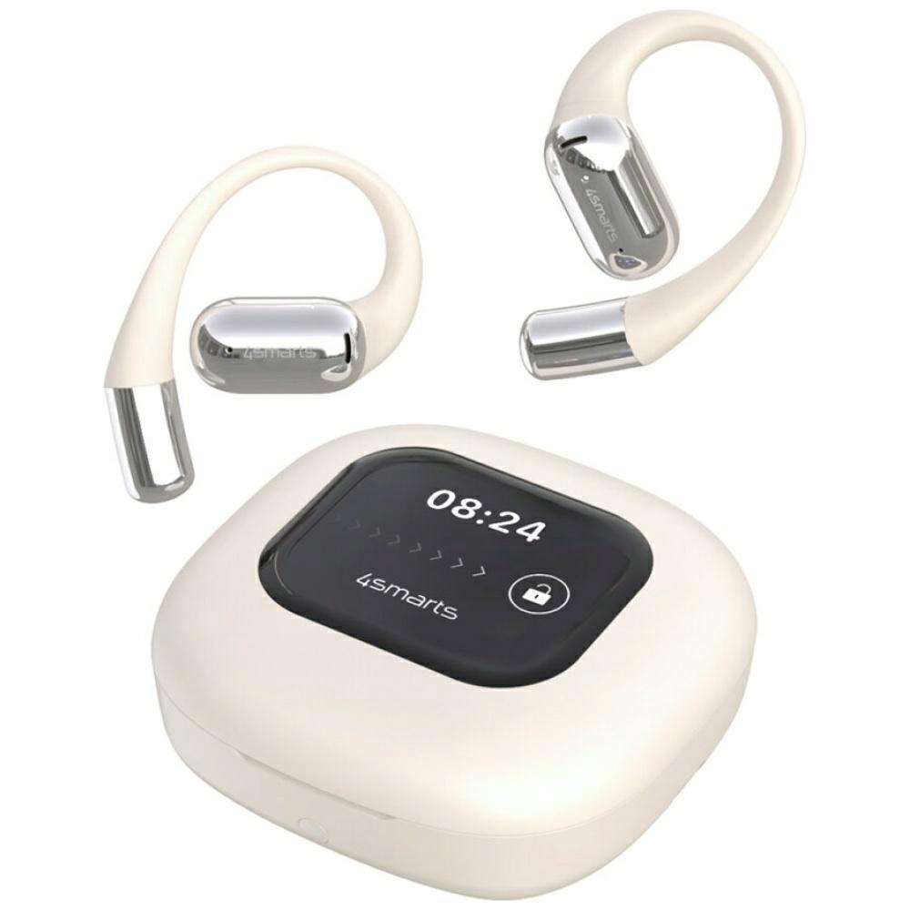 Bluetooth slúchadlá 4smarts SkyBuds Ows s obrazovkou a prekladačom Ai, béžové
