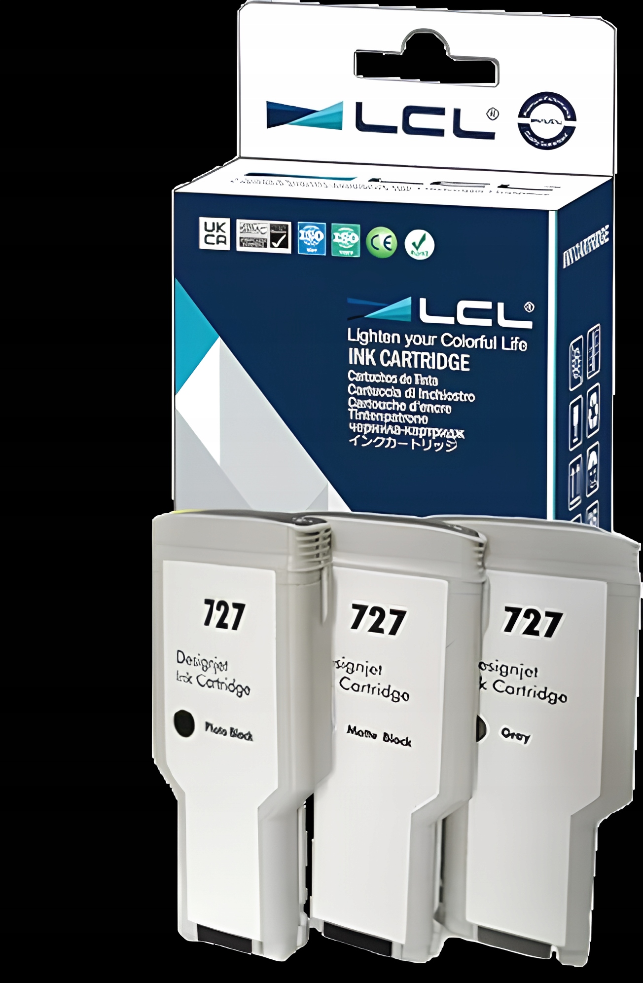 Kompatibilní inkoustová náplň LCL 727 XL (3 ks: Mbk, Pbk, Gy), Není součástí balení