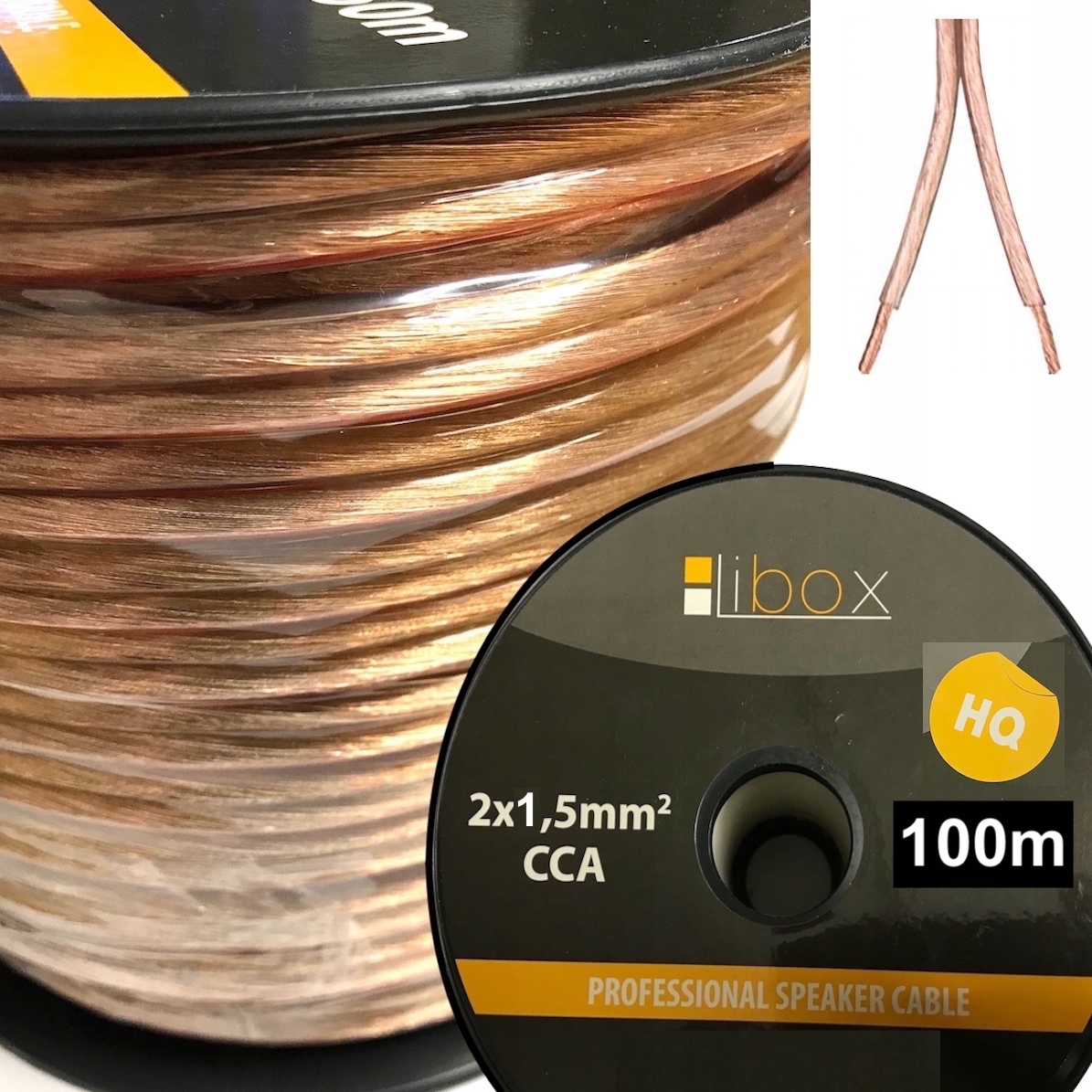 

Kabel Przewód Głośnikowy 2x1,5mm Cca Hq 100 Metrów