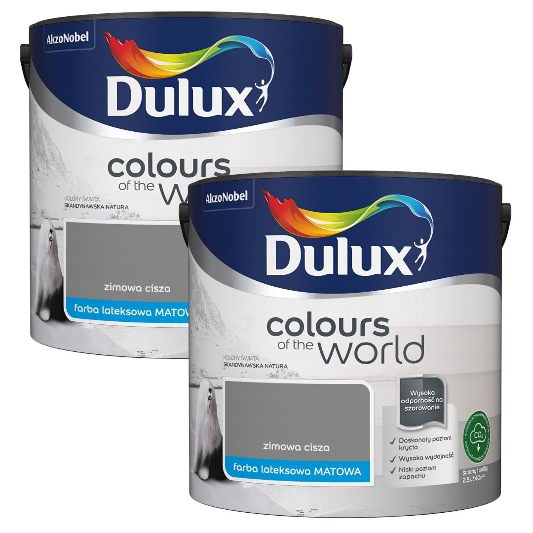 Set Dulux Barvy Světa 2x2,5 Barva Latexová Emulze Zimní Ticho 2,5L