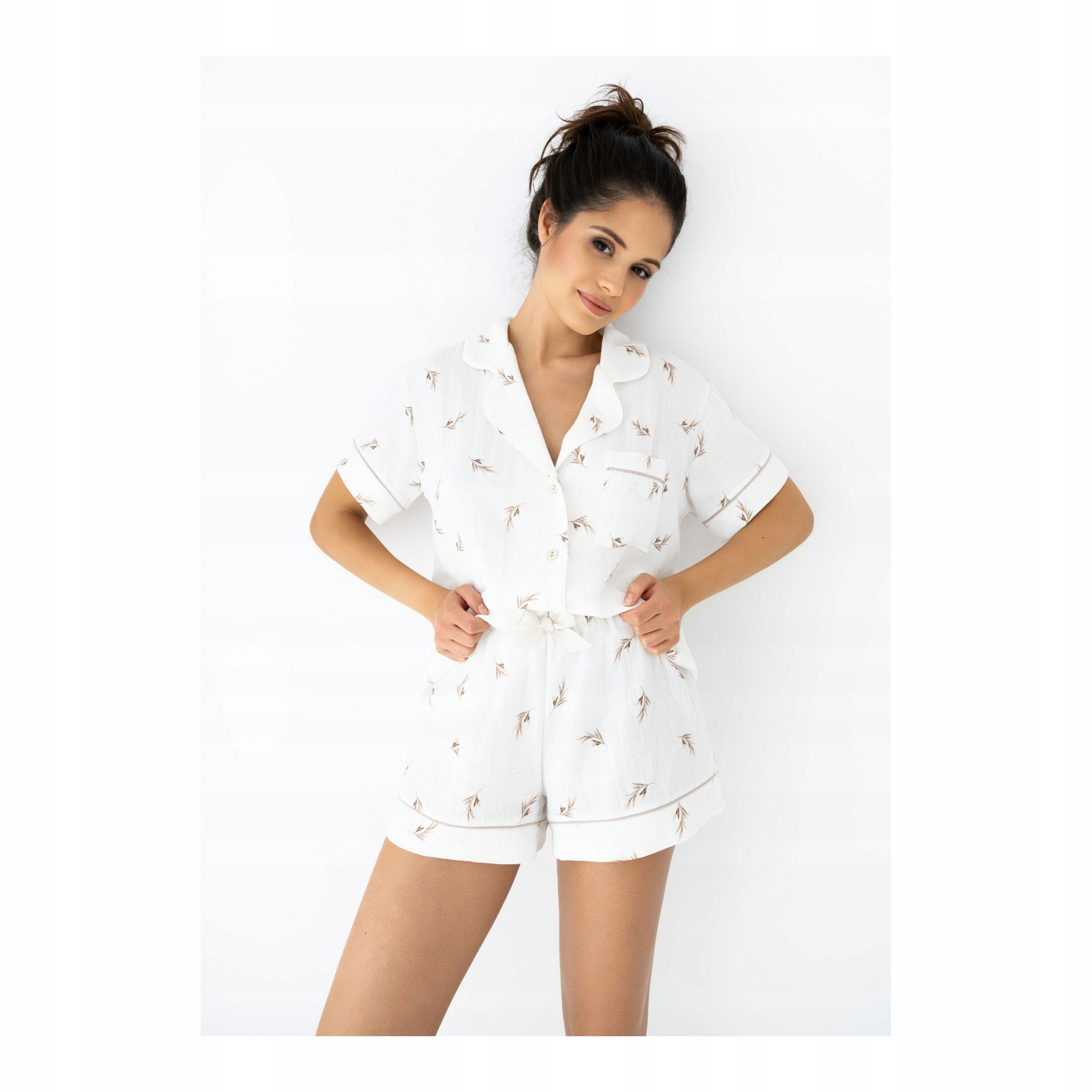 Dámské pyžamo Nastia XL s krátkým rukávem, bílá mušelínová bavlna Sensis