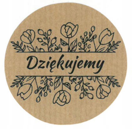 

Naklejki Dziękujemy 4cm eko kraft 35 szt ND503
