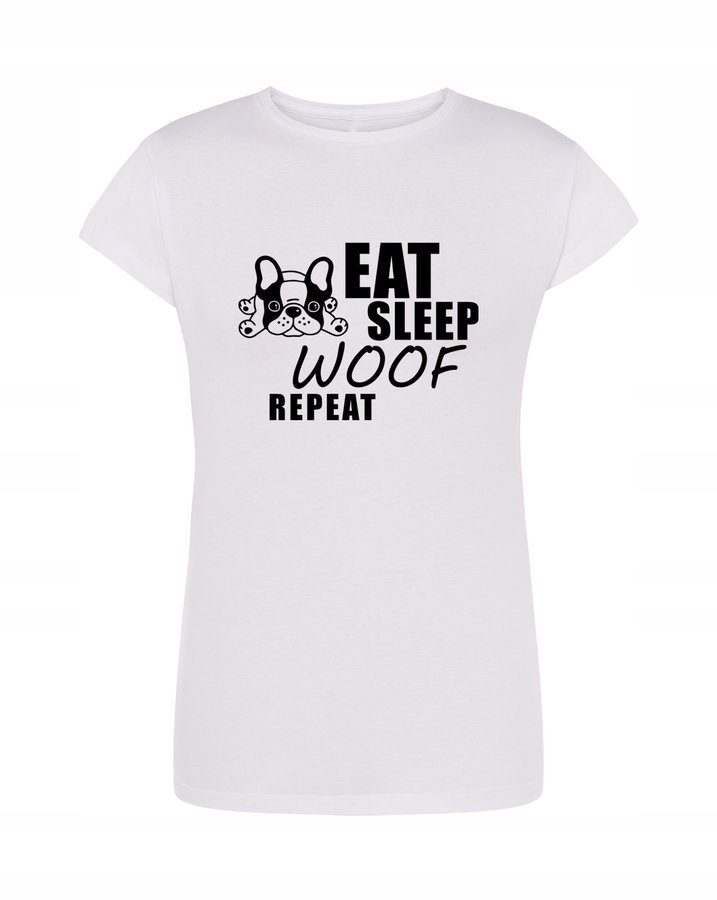 

Koszulka damska Eat Sleep Woof Repeat, biała XL