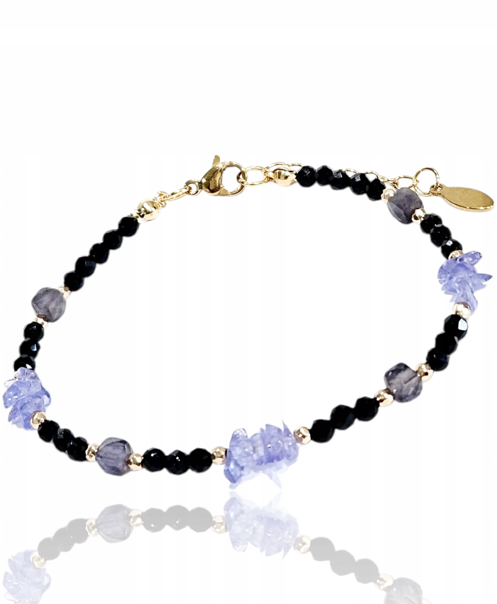 Bransoletka Tumalin Tanzanit iolit Kamienie Naturalne