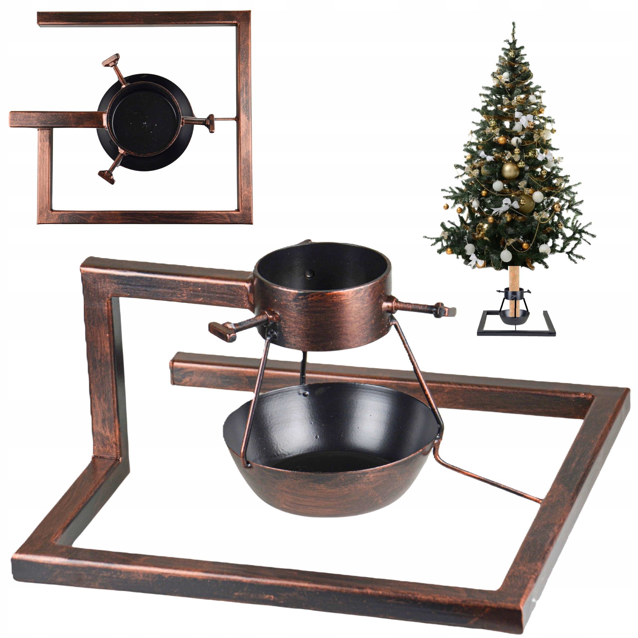 Stojan na vianočný stromček pod stromček, veľký kovový, Univerzálna patina