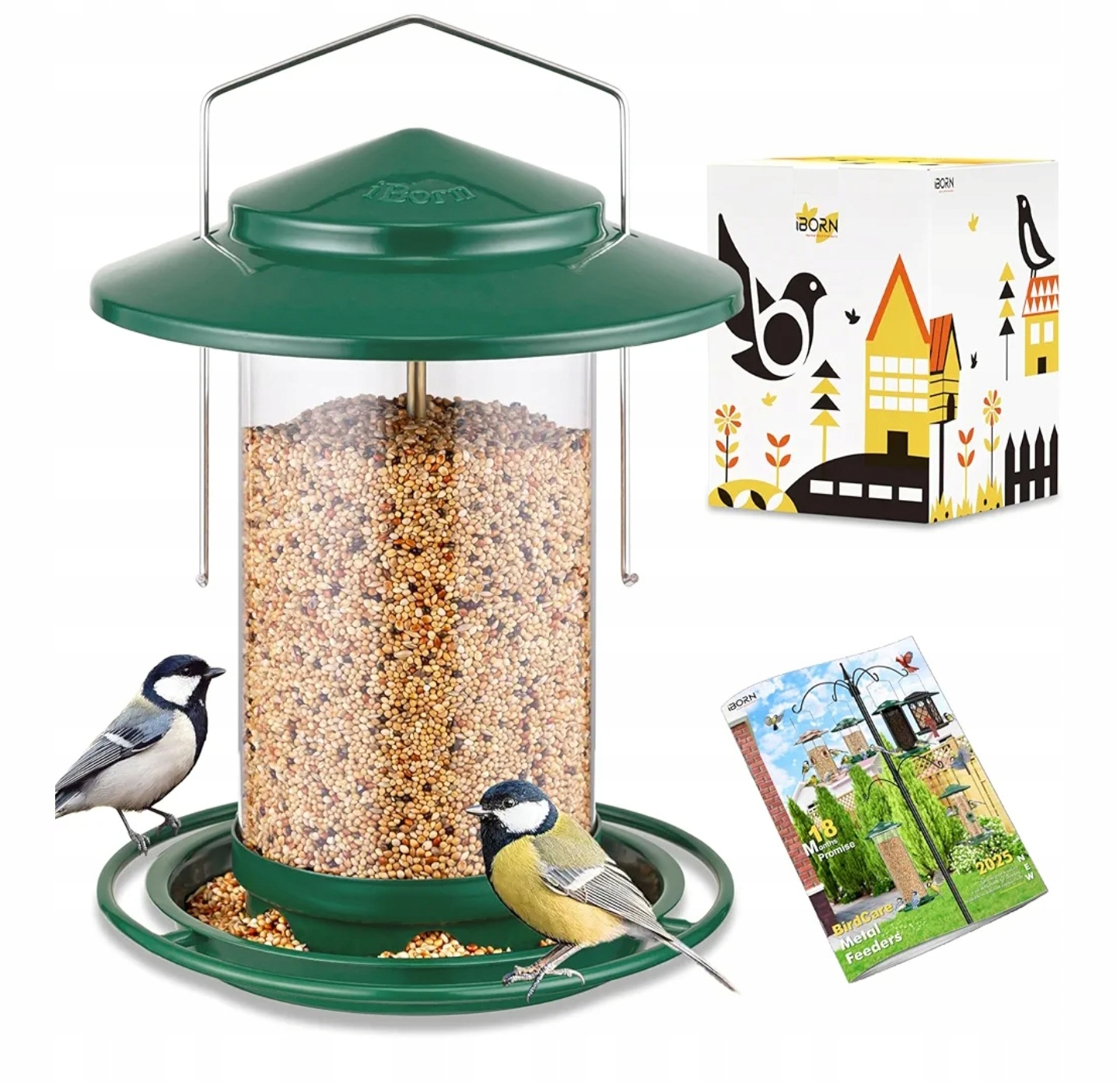Levně IBorn Kovové krmítko pro ptáky k zavěšení, 18 cm